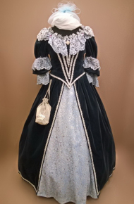 Женское платье в стиле барокко (Тёмно-синее)
