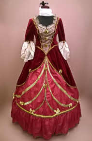 Женское платье в стиле барокко (Бордовое,расшито камнями)