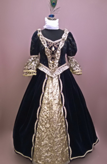 Женское платье в стиле барокко (Тёмно-синее)