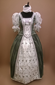 Женское платье в стиле барокко с бисером (Серое)