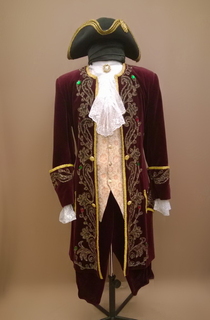 Мужской исторический костюм барокко, цвет вишня